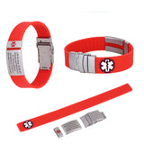 Personalized Medical ID Alert Bracelets Silver Plate Adjustable Waterproof
