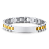 Personalized Men Bracelet Bangle Engraved Stainless Steel ID Male Adjustable