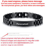 Personalized Men Bracelet Stainless Steel Chain Link Name Coordinate
