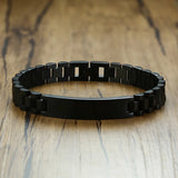 Personalized Men Bracelet Stainless Steel Chain Link Name Coordinate