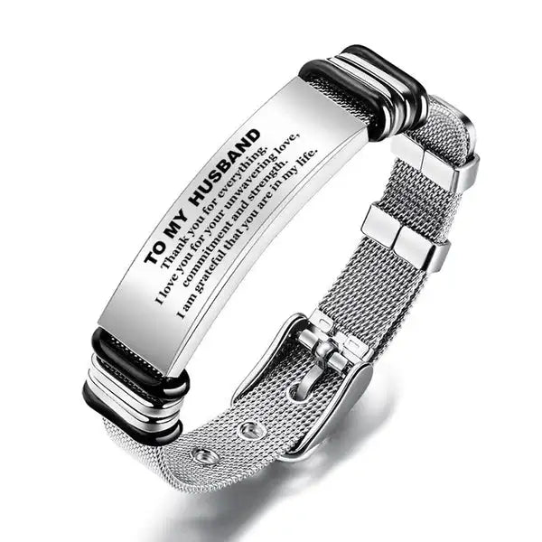 Engraved Stainless Steel Men Bracelet - Personalized Gift