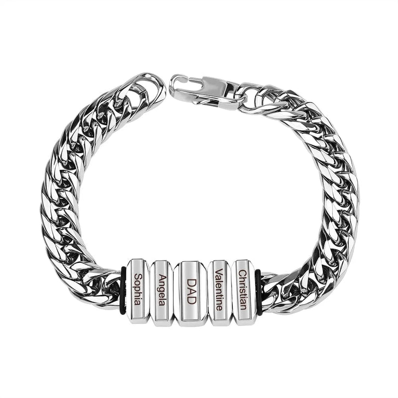 Personalized Men Chain Bracelet with Family Name Beads