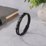 Personalized Men Leather Bracelet with Engrave Name Beads Photo