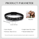 Personalized Men Leather Bracelet with Engrave Name Beads Photo