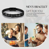 Personalized Men Leather Bracelet with Engrave Name Beads Photo