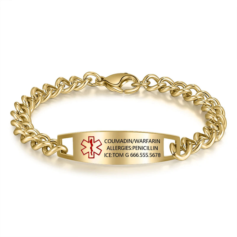 Men's Medical ID Bracelet - Diabetes Blood Thinne
