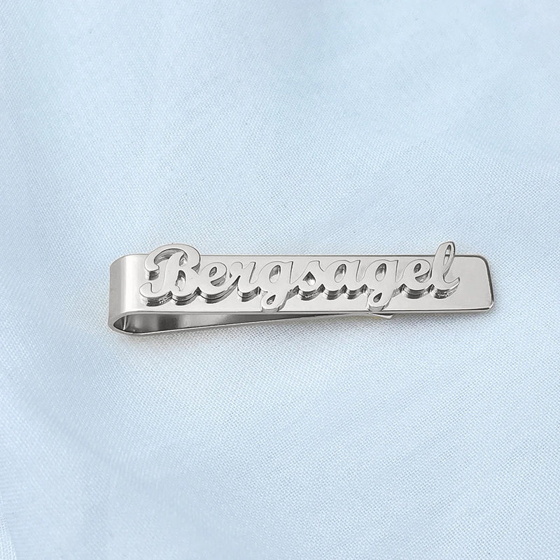Personalized Men Tiepin Name Plate Stainless Steel Tie Clip