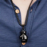Personalized Men Boxing Glove Pendant Necklace with Stainless Steel Chain