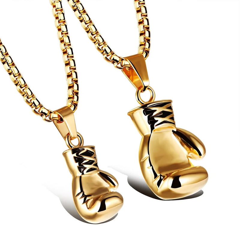 Personalized Men Boxing Glove Pendant Necklace with Stainless Steel Chain