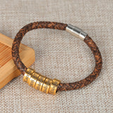 Personalized Men's Leather Bracelets with Charm Beads Family Names