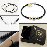 Men's Beaded Leather Bracelet with Charms