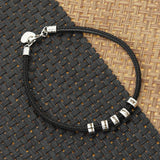 Men's Beaded Leather Bracelet with Charms