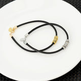 Men's Beaded Leather Bracelet with Charms
