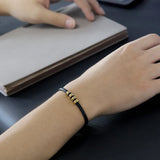 Men's Beaded Leather Bracelet with Charms