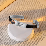Men's Photo Bracelet Stainless Steel Cuff Wristband for Dad Papa Husband Grandpa