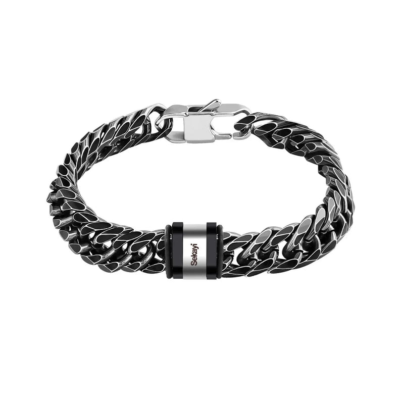 Personalized Cuban Link Bracelet With Name Beads for Father's Gift