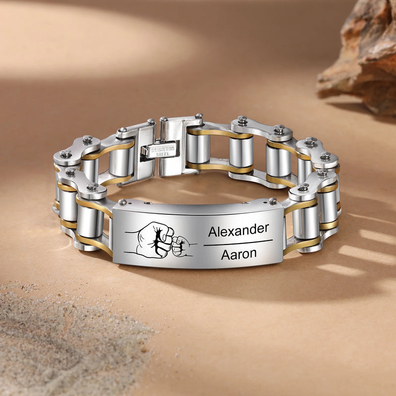 Personalized Men's Engraved Kids Name Bracelet Stainless Steel