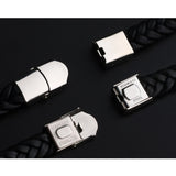 Custom Men's Leather Bracelet Stainless Steel ID Bar Engraved Bangle