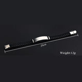 Custom Men's Leather Bracelet Stainless Steel ID Bar Engraved Bangle