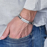 Custom Men's Name Bracelet 2021 Engraved ID Coordinate Stainless Steel
