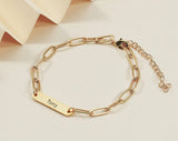 Personalized Mens Bracelet,Custom Engraved Bar Bracelet with Link Chain