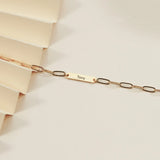 Personalized Mens Bracelet,Custom Engraved Bar Bracelet with Link Chain