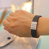 Custom Mens Braided Leather Bracelet with Family Name and Date