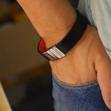 Custom Mens Braided Leather Bracelet with Family Name and Date