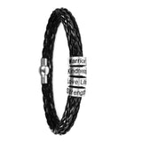 Custom Mens Braided Leather Bracelet, Father's Day Gift, Beads Charm For Him