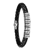 Custom Mens Braided Leather Bracelet, Father's Day Gift, Beads Charm For Him