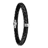 Custom Mens Braided Leather Bracelet, Father's Day Gift, Beads Charm For Him