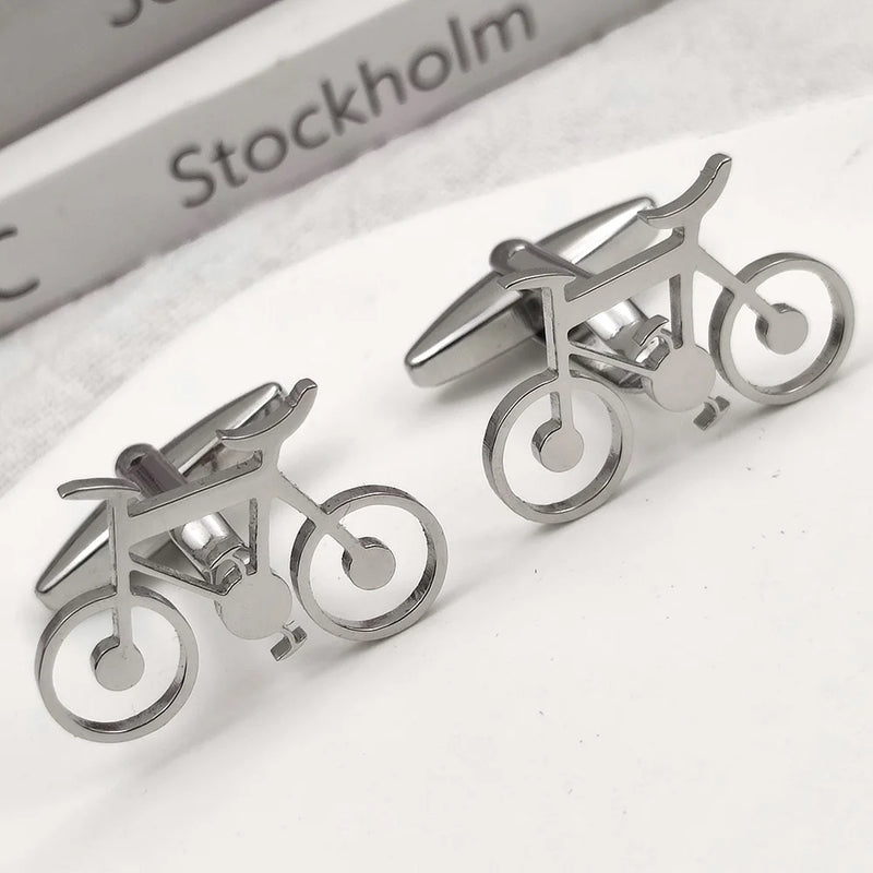 Men's Stainless Steel Bicycle Pattern Cufflink