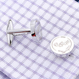 Personalized Groom Name Cufflinks Wedding Silver Round Suit Cufflink