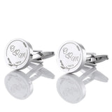 Personalized Groom Name Cufflinks Wedding Silver Round Suit Cufflink
