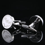 Personalized Groom Name Cufflinks Wedding Silver Round Suit Cufflink