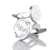 Personalized Groom Name Cufflinks Wedding Silver Round Suit Cufflink