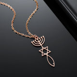Personalized Messianic Menorah Necklace Stainless Steel Pendant