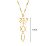 Personalized Messianic Menorah Necklace Stainless Steel Pendant