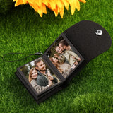 Personalized Mini Leather Photo Alum Keychain for Family Gift
