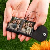 Personalized Mini Leather Photo Alum Keychain for Family Gift
