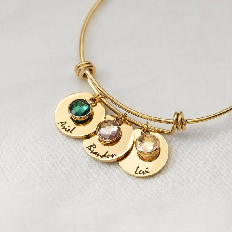 Mom Bracelet Gift from Children Stainless Steel Birthstone Charms Jewelry