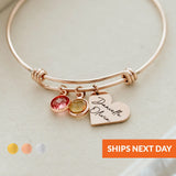 Personalized Mom Bracelet with Kids Names Birthstone Charms