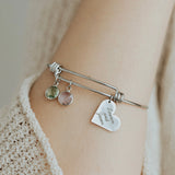 Personalized Mom Bracelet with Kids Names Birthstone Charms