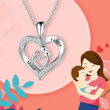 Mom & Baby Heart Necklaces 925 Sterling Silver Engraved Name Mother's Gift