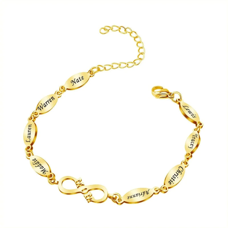 Personalized Mom Love Bracelet With Kids' Names Oval Shape Memorial Jewelry