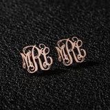 Personalized Monogram Name Earrings Initials Stud Earrings Stainless Steel