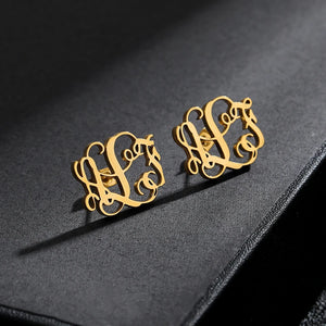 Personalized Monogram Name Earrings Initials Stud Earrings Stainless Steel