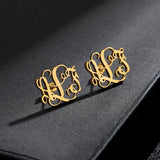 Personalized Monogram Name Earrings Initials Stud Earrings Stainless Steel