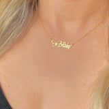 Personalized Butterfly Name Necklace - Stainless Steel Nameplate Choker