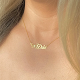 Personalized Butterfly Name Necklace - Stainless Steel Nameplate Choker